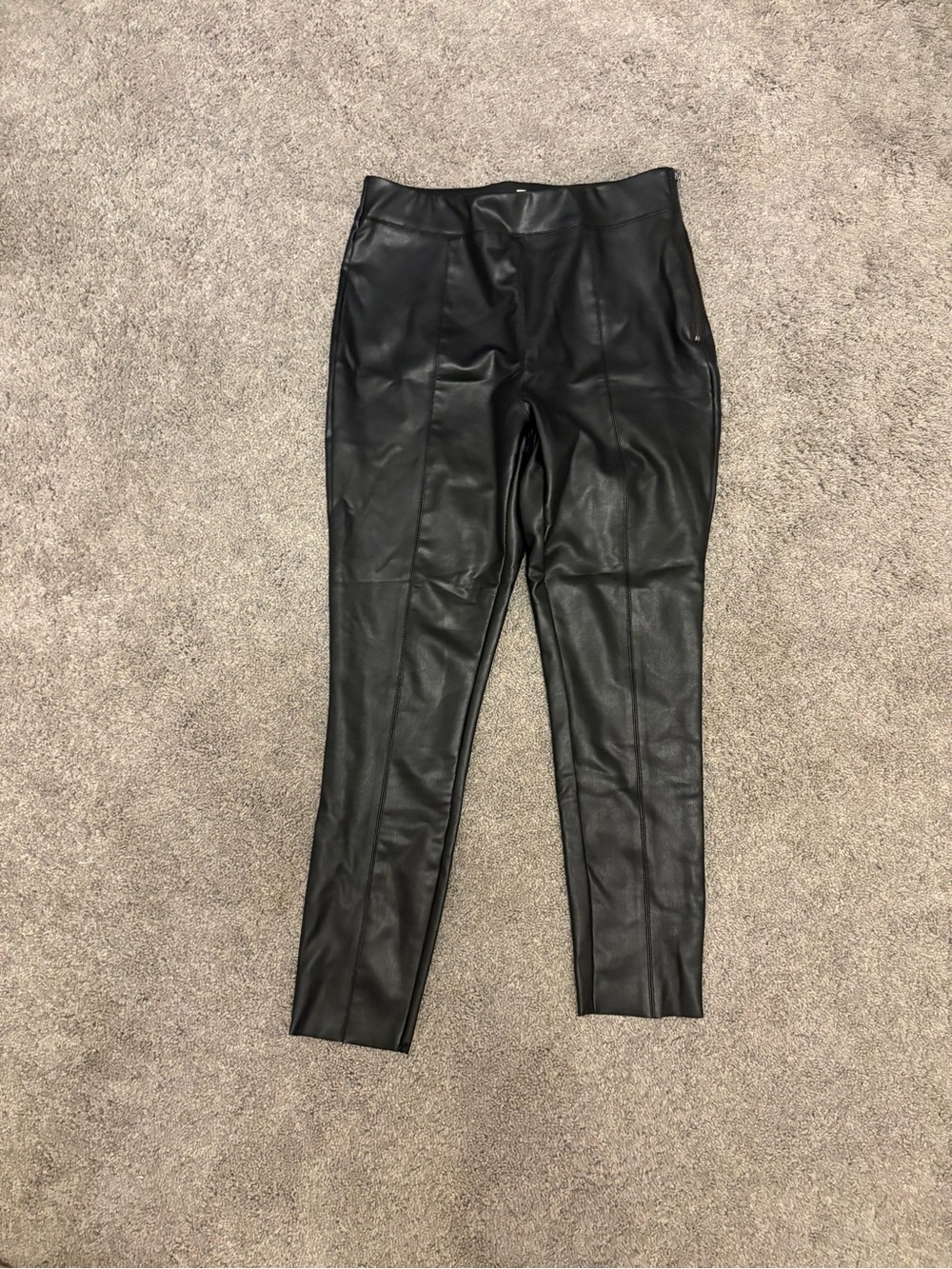 Topshop Black Faux Vegan Leather Skinny Pants with Side Zipper